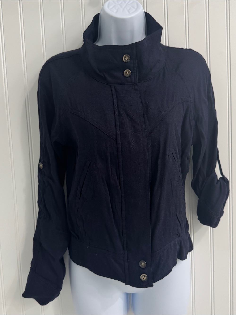 mine Black Utility Jacket with Stand Collar